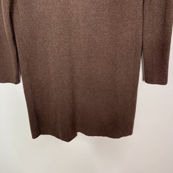 New Ann Taylor XSmall Shimmer Open Cardigan Sweater in Toasted Taupe Brown Long - Picture 6 of 11